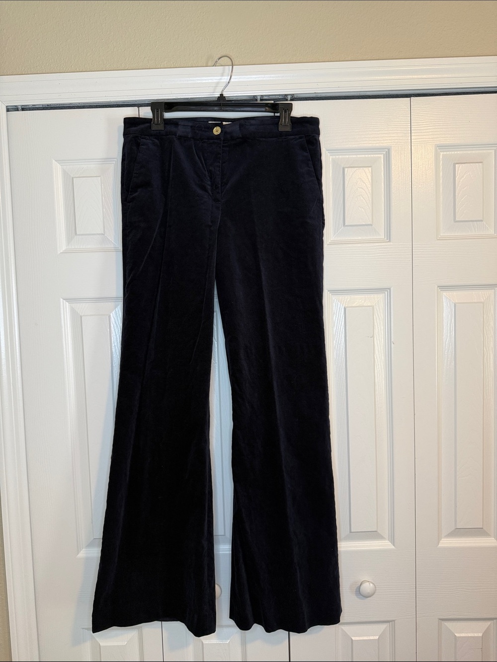 Women’s Dark Navy velvet Wide-Leg trousers